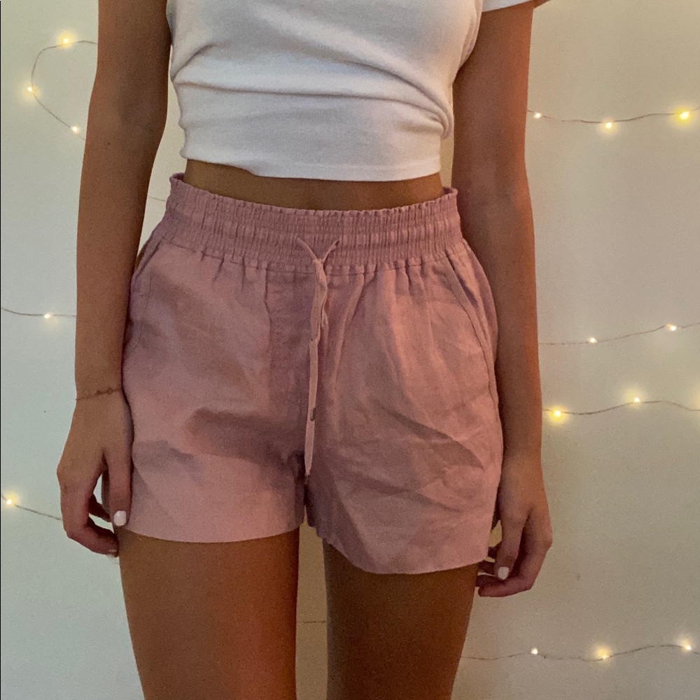 J. Crew Blush Linen Drawstring Shorts